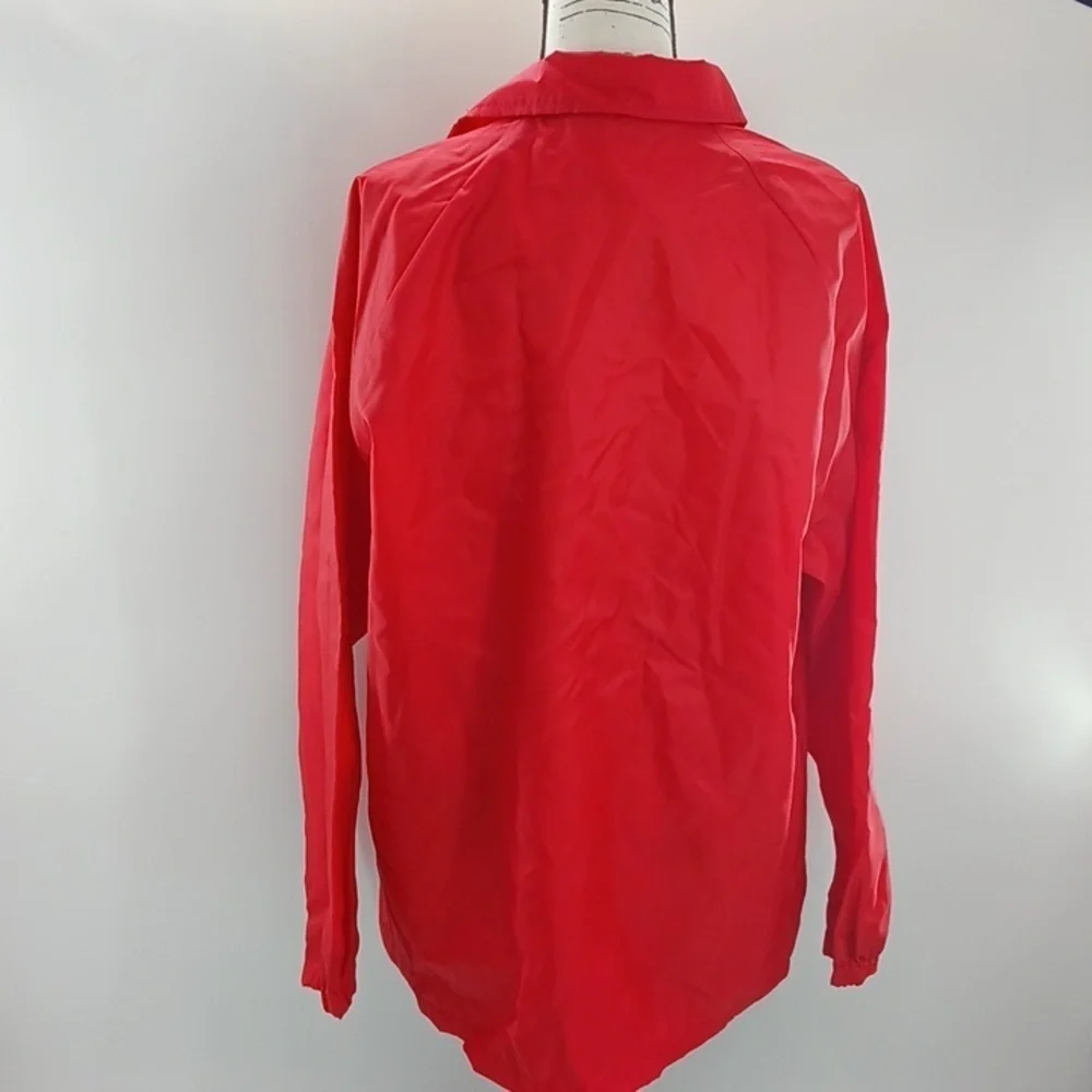Sportsmaster Mens Vintage 90s Lions Club Windbreaker Jacket Red Nylon USA Size L